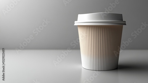 Wallpaper Mural A plain coffee cup sits on a sleek, light-colored surface, surrounded by a neutral backdrop. Soft lighting enhances the minimalist aesthetic, creating a calm atmosphere. Torontodigital.ca