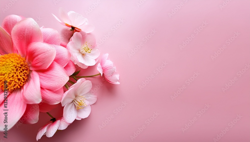 Pink flower on pink background, Valentine's day, Women's day, Wedding card, invitation, banner Pink flower on pink background, Valentine's day, Women's day, Wedding card, invitation, banner