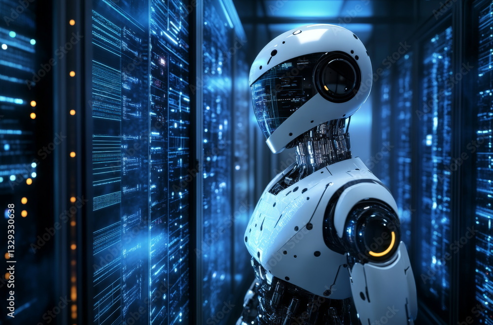 AI robot working on data science and artificial intelligence AI robot working on data science and artificial intelligence