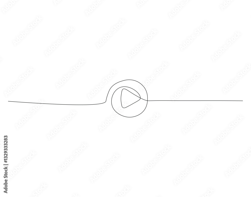 Creative design featuring a play button and a continuous line illustration in a minimalistic style Creative design featuring a play button and a continuous line illustration in a minimalistic style