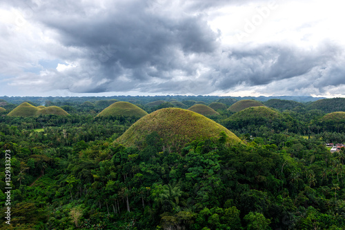 View of Chocolate Hills on the island of Bohol, Philippines