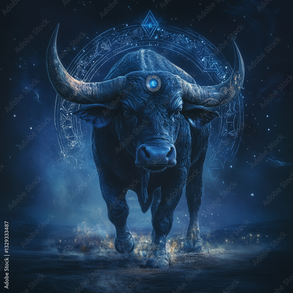 Naklejka premium Beautiful modern illustration of zodiac signs in astrological style, zodiac wheel horoscope, AI generated