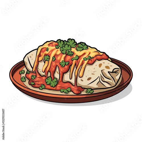 Smothered Chicken Burrito with Cheese and Salsa