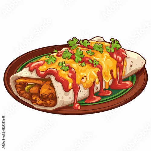Smothered Chicken Burrito with Cheese and Salsa