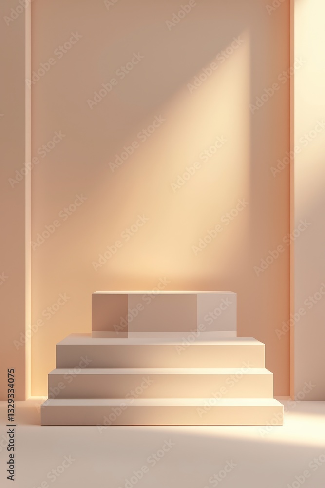 Minimalist Display Pedestal in Soft Natural Lighting Interior Setting Minimalist Display Pedestal in Soft Natural Lighting Interior Setting