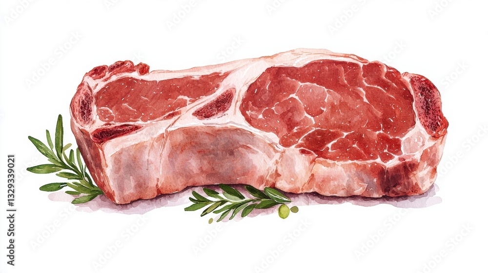 Fototapeta premium Raw uncooked meat steak with fresh rosemary