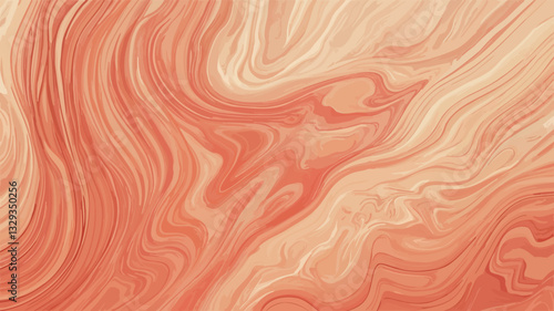 The image presents a digitally created abstract pattern featuring swirling lines in shades of coral, peach, and beige. The colors blend smoothly, creating a fluid and dynamic effect. The pattern is