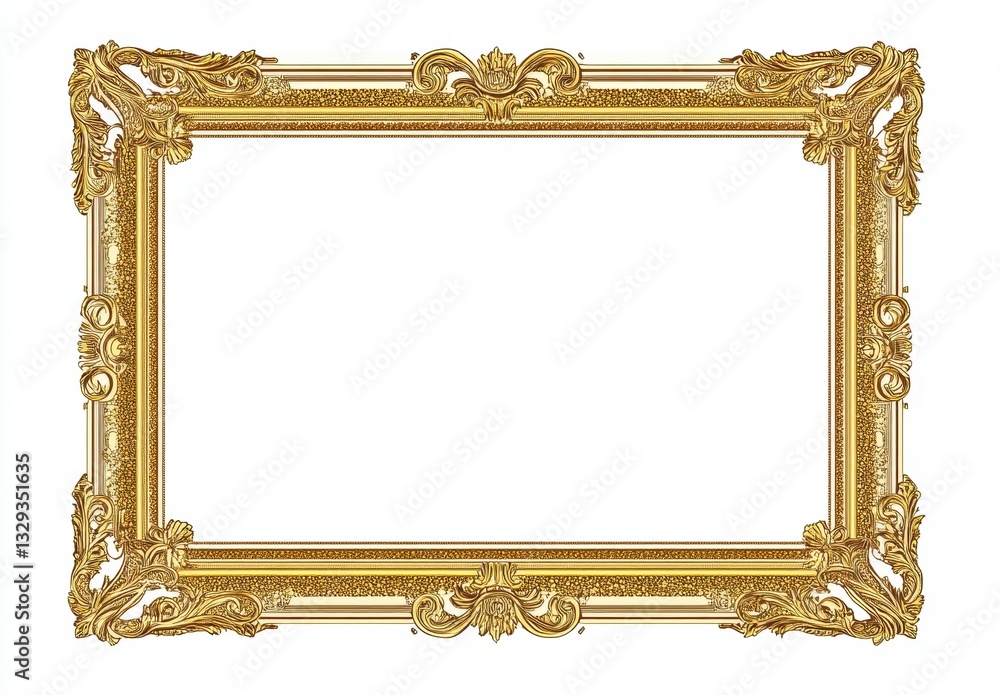 Ornate Golden Picture Frame with Intricate Detailing and Design Ornate Golden Picture Frame with Intricate Detailing and Design