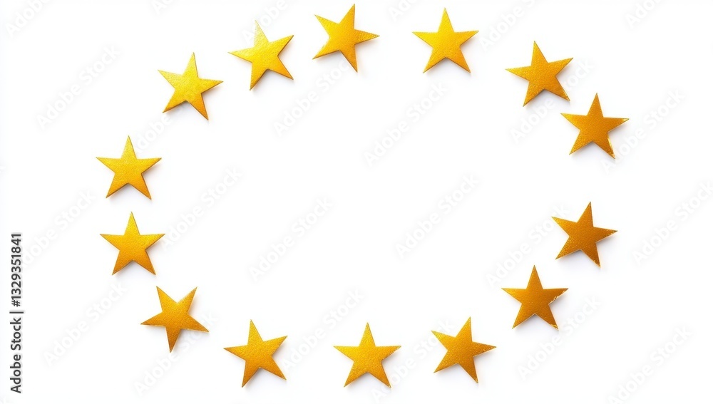 Golden Stars Circular Arrangement on White Background for Design Use Golden Stars Circular Arrangement on White Background for Design Use