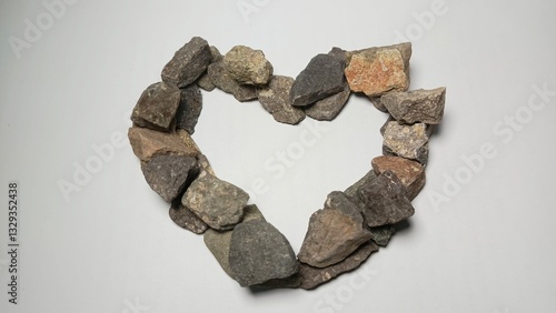 Quadro su tela The pebbles are arranged to form a heart. love. like