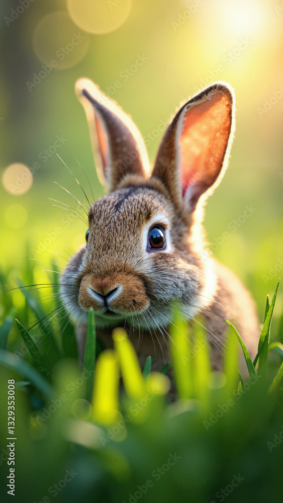 Adorable Rabbit in Green Grass: Perfect for Easter Marketing, Greeting Cards, and Springtime Promotions Adorable Rabbit in Green Grass: Perfect for Easter Marketing, Greeting Cards, and Springtime Promotions