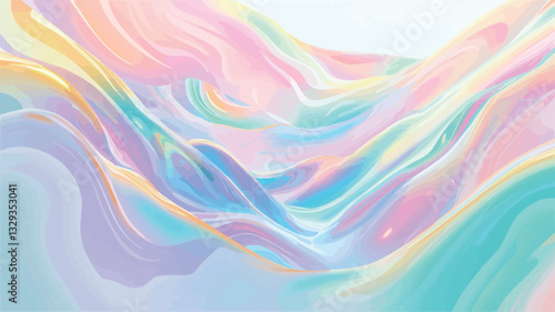 The image is a digital illustration featuring an abstract design.  The background is predominantly light pastel colors including pinks, blues, greens, and yellows. These colors are blended together