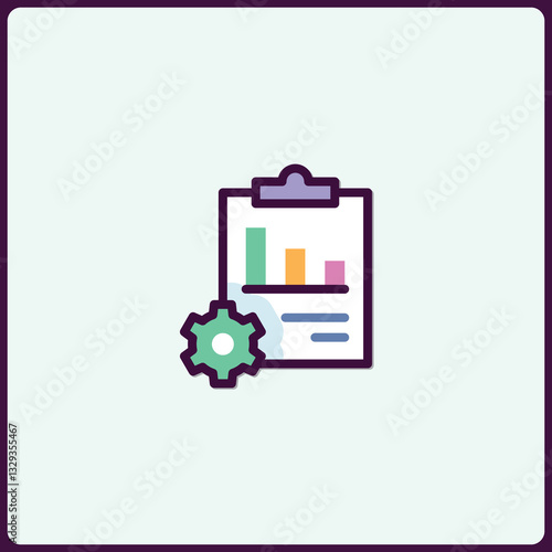 Optimization of business analytics with settings and reporting chart icon