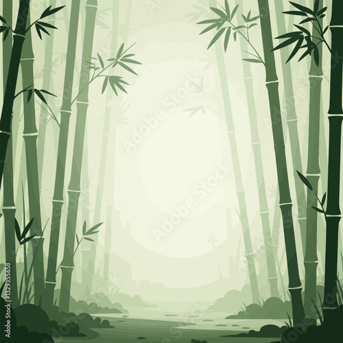 Walking Through Bamboo Forest with Light Shining Through the Trees