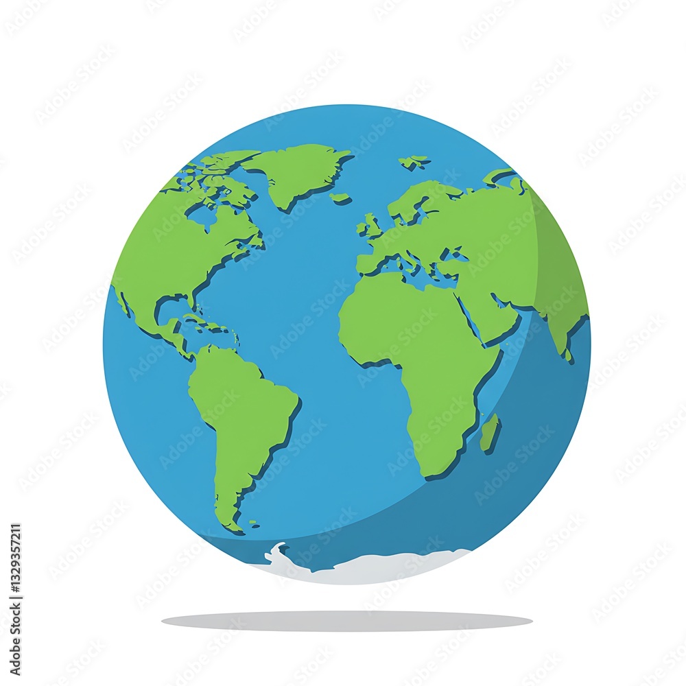 A Simple Stylized Illustration of Planet Earth Showing Continents and Oceans Global Icon A Simple Stylized Illustration of Planet Earth Showing Continents and Oceans Global Icon