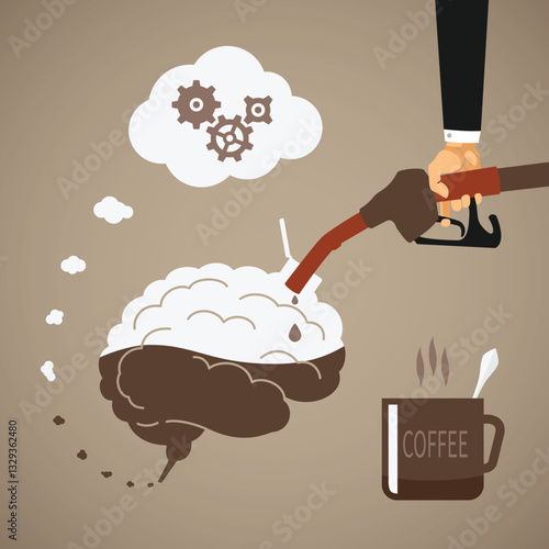 Vector concept of vigorous mind with coffee or caffeine