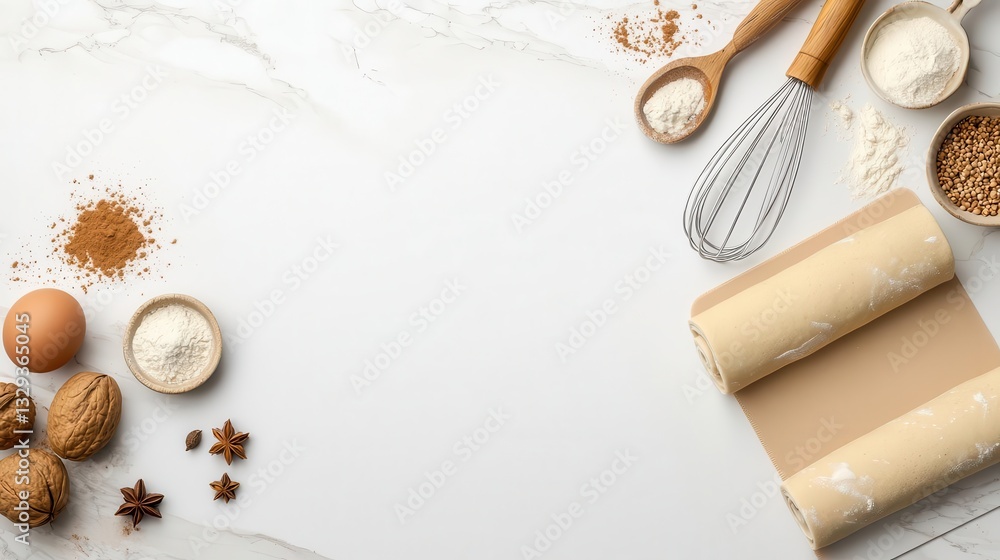 Silicone baking mat with rolledout dough, modern kitchen baking essentials, white background Silicone baking mat with rolledout dough, modern kitchen baking essentials, white background