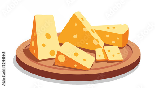 Festive cheese platter illustration with geometric wedges, culinary delight