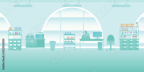 Vector scientific laboratory interior empty scene in flat style