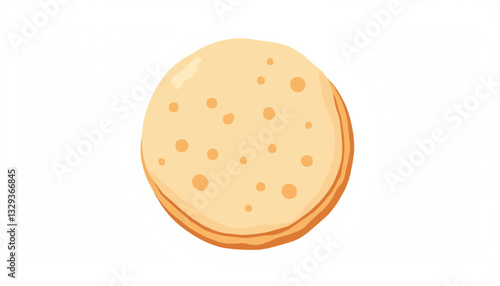 Minimalist illustration of Middle Eastern pita bread on white background, culinary art