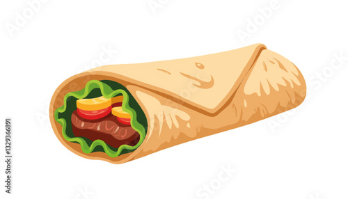 Delicious shawarma wrap illustration, appetizing food design