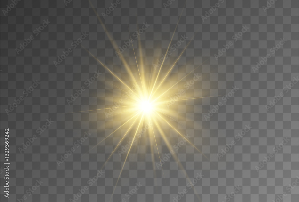 Fototapeta premium Vector spotlight. A bright beam of light. Transparent realistic effect. Stage lighting.Vector