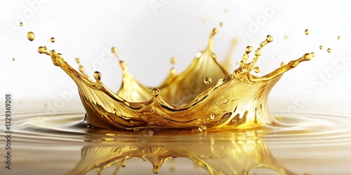 Golden Oil Splash on White Background - High-Resolution Stock Photo