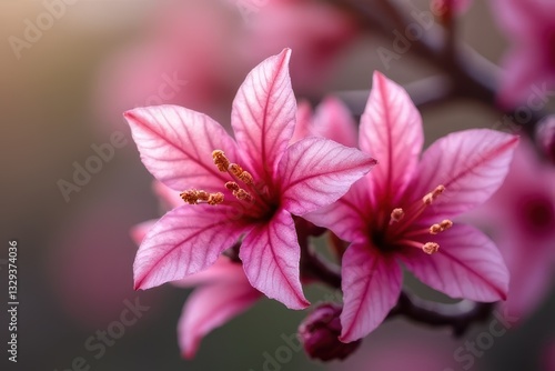 Zooming into Nature's Beauty: Macro Capture of Glistening Honeysuckle Flowers