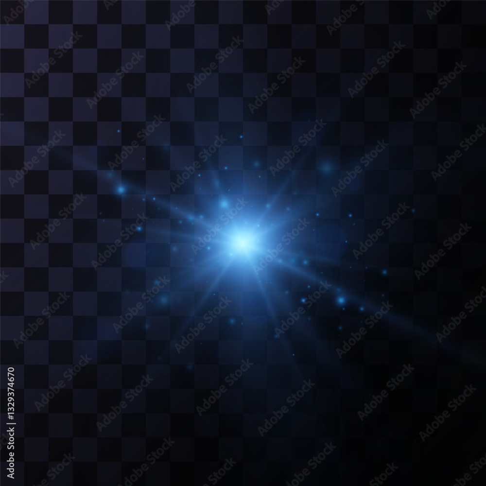 Obraz premium Bright particles, burning blue lights, stars, lasers. Vector.
