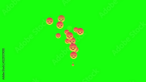 Social media angry face Emoji on green screen