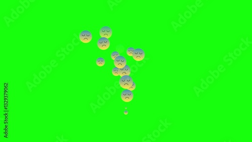 social media frowning face emoji on green screen