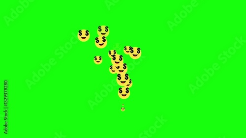 Social media money face  emojis on green screen