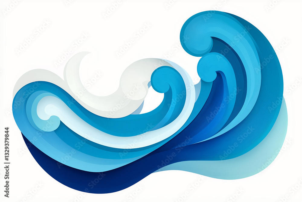 Colorful abstract waves in various shades of blue flowing together in harmonious design Colorful abstract waves in various shades of blue flowing together in harmonious design
