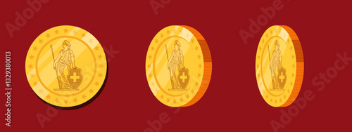 Digitaler Schweizer Franken – Zukunft des Geldes mit Stablecoins und CBDC. Flaches Design Coin Vektorart