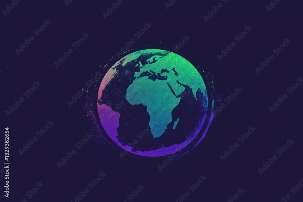 Digital Earth Globe Displaying Africa and Europe Against a Dark Background