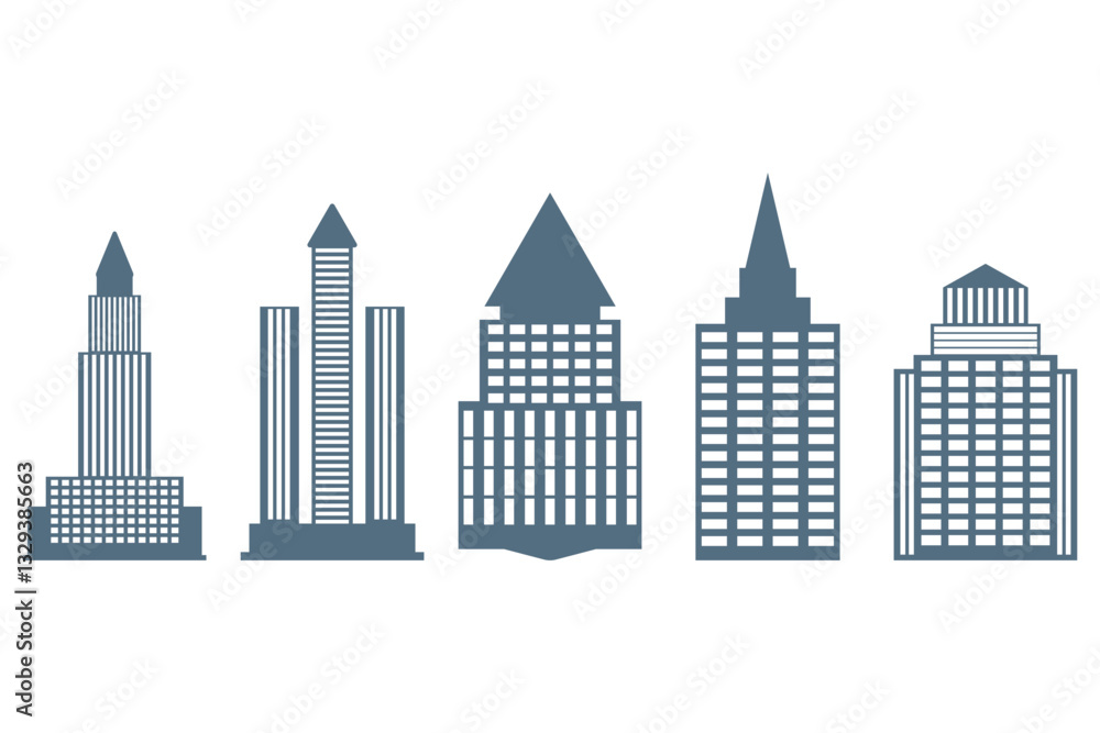 Obraz premium Skyscraper Building Icon Set Design
