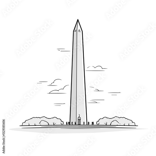 Washington Monument. Washington Monument hand-drawn comic illustration. Vector doodle style cartoon illustration