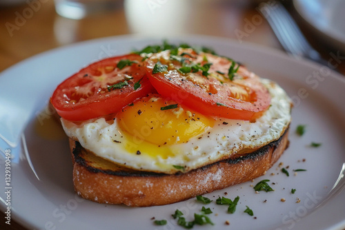 Toast with egg and tomato generative AI