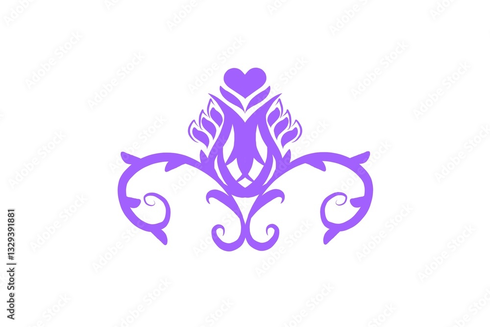 Purple logo with ornament design, abstract floral background, Card design, abstract floral element Purple logo with ornament design, abstract floral background, Card design, abstract floral element