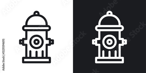 Fire hydrant vector icon set in black and white color.