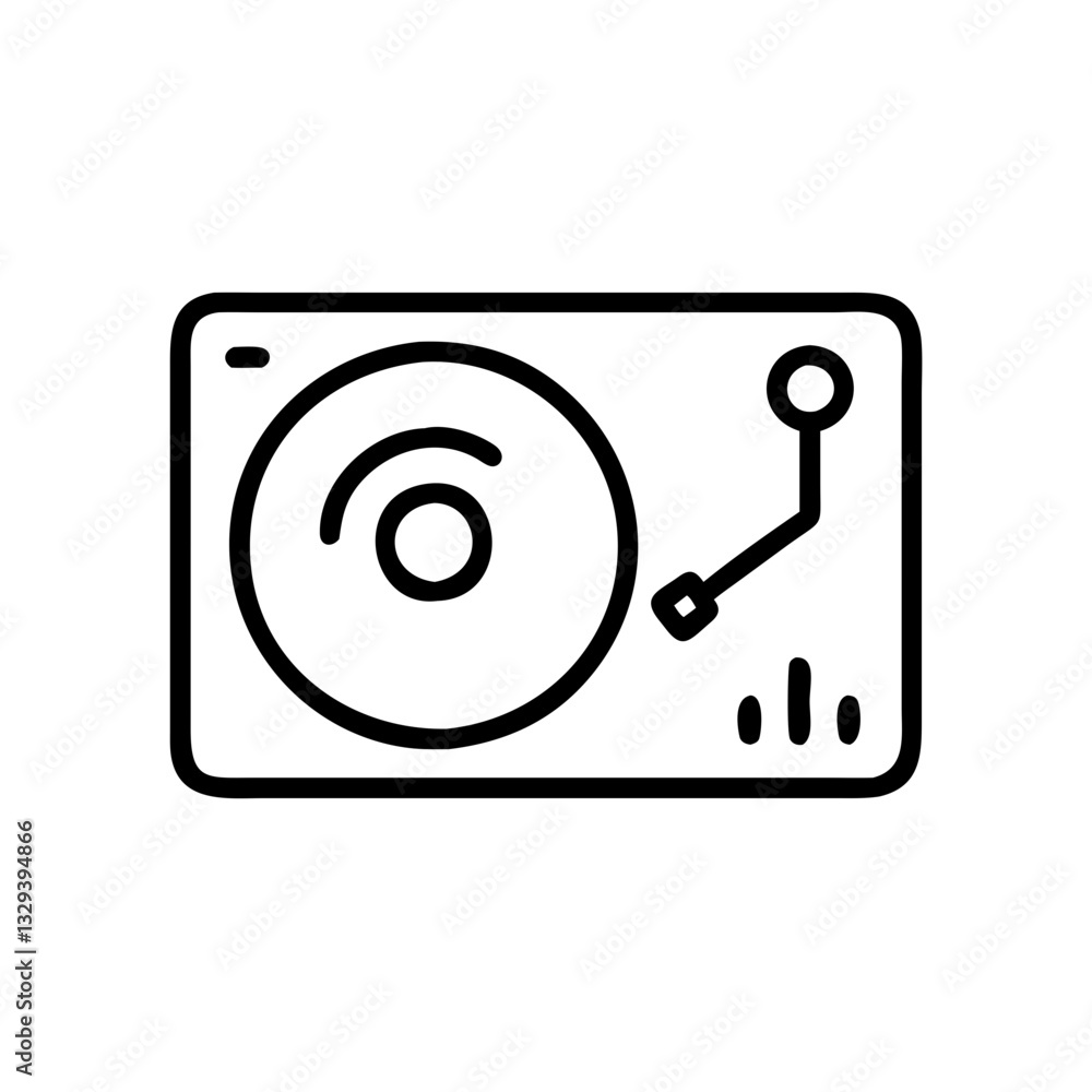 Simple vector icon of a Turntable in a sleek design for vinyl lovers and music enthusiasts Simple vector icon of a Turntable in a sleek design for vinyl lovers and music enthusiasts