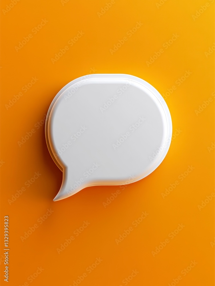 White Speech Bubble on Orange Background Social Media Communication Concept White Speech Bubble on Orange Background Social Media Communication Concept