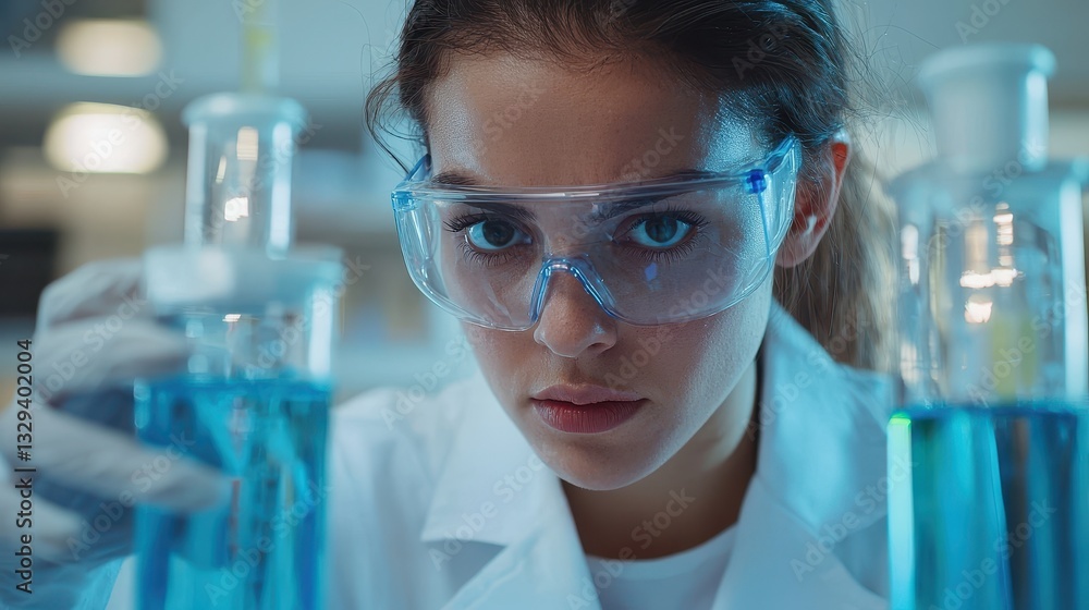 Young Scientist Conducting Experiments in a Lab with Test Tubes Young Scientist Conducting Experiments in a Lab with Test Tubes