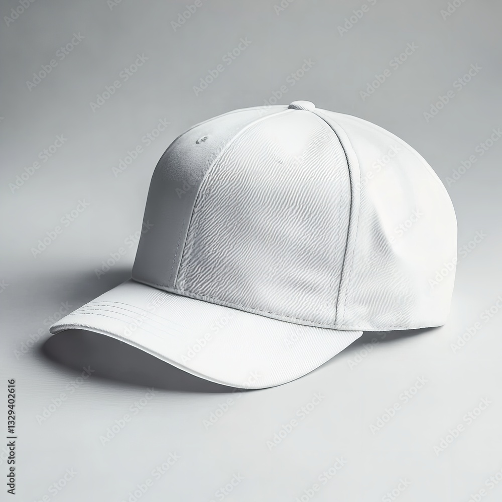 A plain white baseball cap with a smooth texture, perfect for branding, fashion, or promotional use. generative ai A plain white baseball cap with a smooth texture, perfect for branding, fashion, or promotional use. generative ai