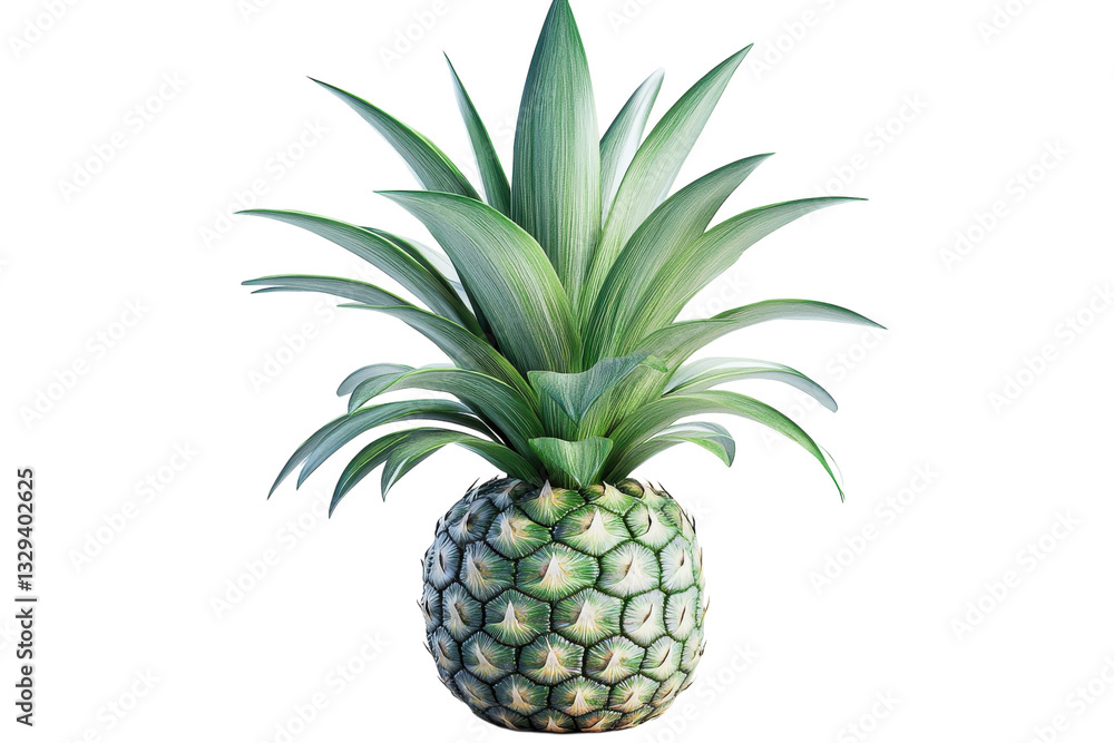 Fototapeta premium A Vibrant, Juicy Pineapple, A Symbol Of Tropical Paradise And Summer Sweetness, Stands Out Against A Clean Isolated on Transparent Background With Sharp Focus And Detailed Texture