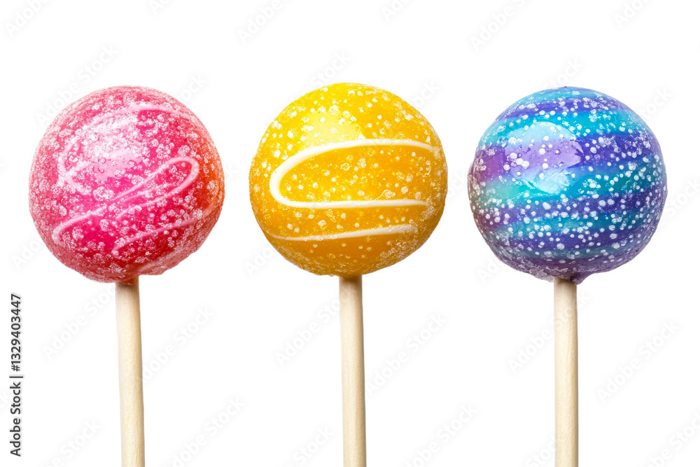 Colorful lollipops on sticks with a transparent background Colorful lollipops on sticks with a transparent background