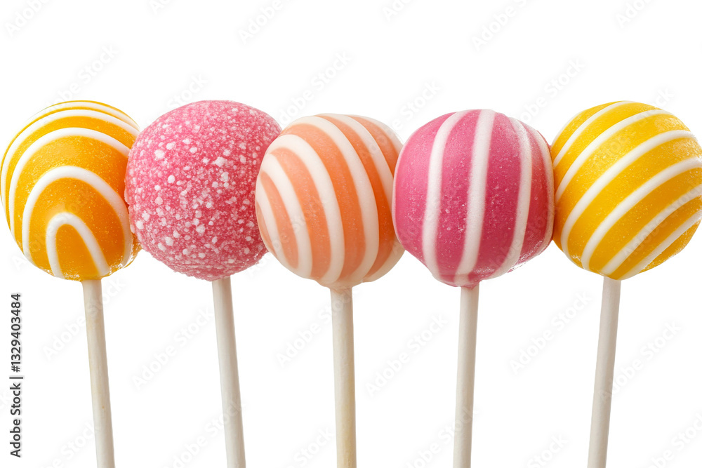 Colorful lollipops in a row on a transparent background Colorful lollipops in a row on a transparent background