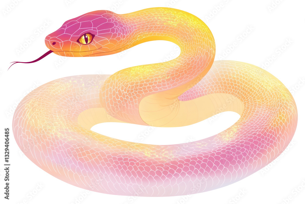 Fototapeta premium PNG Chinese snake illustration reptile colors.