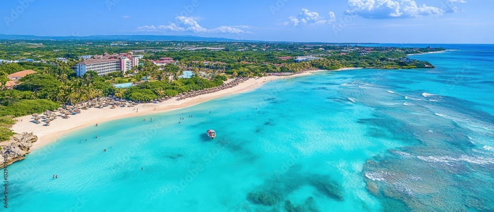 Aerial View of Tropical Paradise Beach in the Caribbean Aerial View of Tropical Paradise Beach in the Caribbean