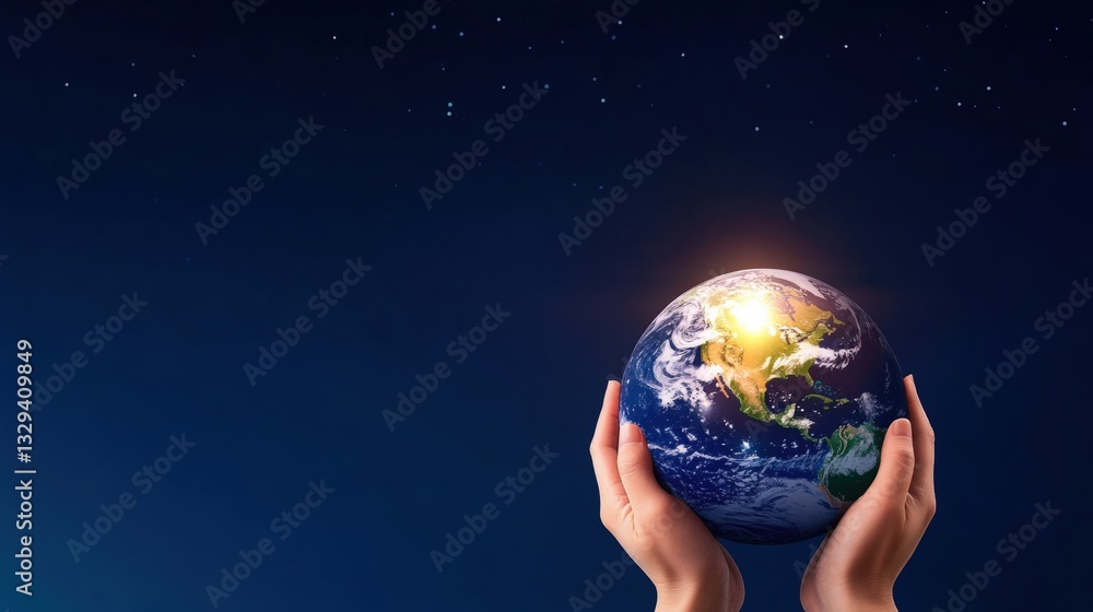 A pair of hands cradles a glowing Earth against a dark starry background, symbolizing care for the planet and global unity. A pair of hands cradles a glowing Earth against a dark starry background, symbolizing care for the planet and global unity.